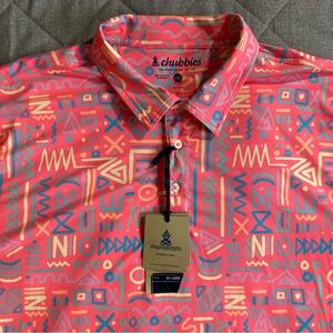 Chubbies Performance Polo Mens 2XL Pink Golf  The Dawn Patrol Polyester Stretch